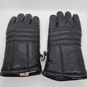 vintage Saranac black leather puffer fleece-lined winter gloves small